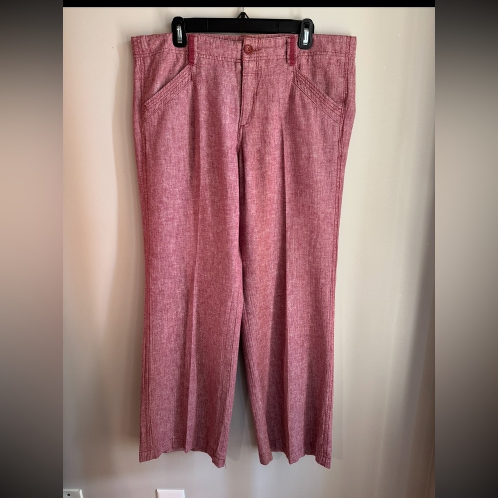 Anthropologie Pilcro Letterpress Cranberry Linen Blend Wide Leg Boho Pants